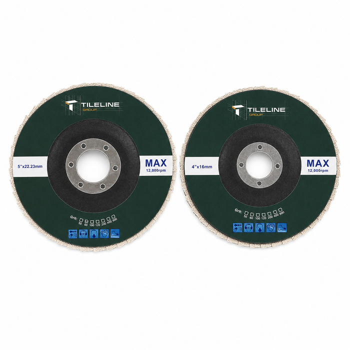 Tileline MAX Flap Disc Bundle – 5" x 22.23mm & 4" x 16mm