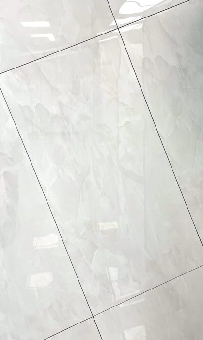 Onyx White Polished tile in White and pearl – 600 × 1200 mm