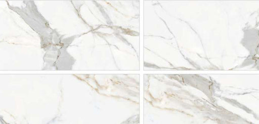 Calacatta Crema gloss porcelain tile pattern variations – 600 × 1200 mm