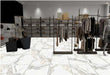 Calacatta Crema gloss porcelain tile installed roomset