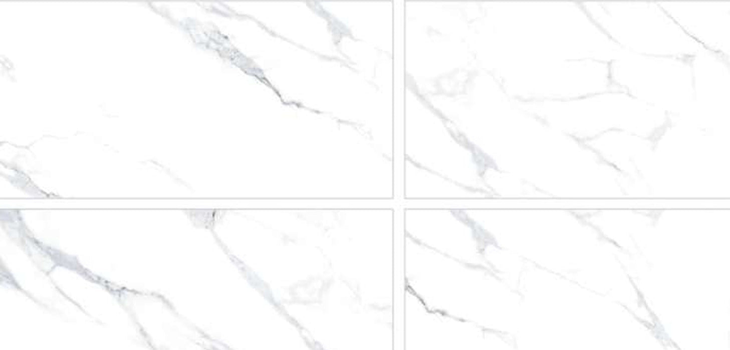 Calacatta Snow gloss porcelain tile pattern variations – 600 × 1200 mm