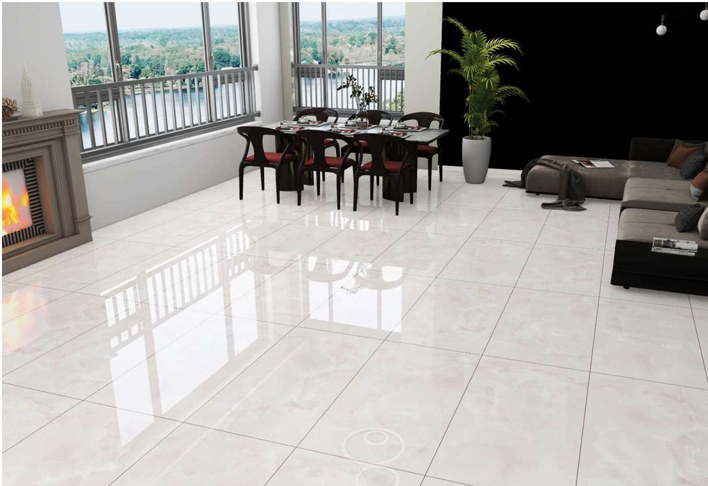 Ferry Onyx Red gloss porcelain tile installed roomset