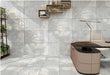 Ocean Azzurro gloss porcelain tile installed roomset
