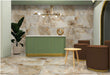 Onyx Brown gloss porcelain tile installed roomset
